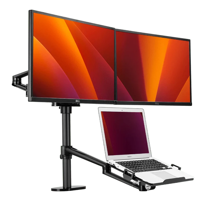 Alberenz® Doppel-Monitorarm mit Laptophalterung Schwarz