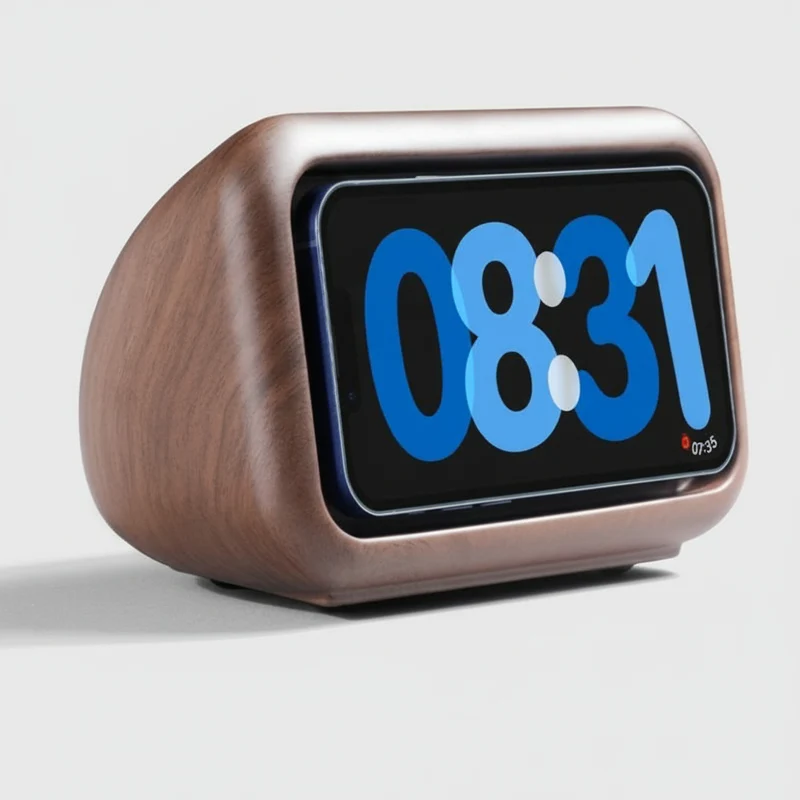 Retro-Style MagSafe Wireless Charging Stand – Dark Walnut Finish